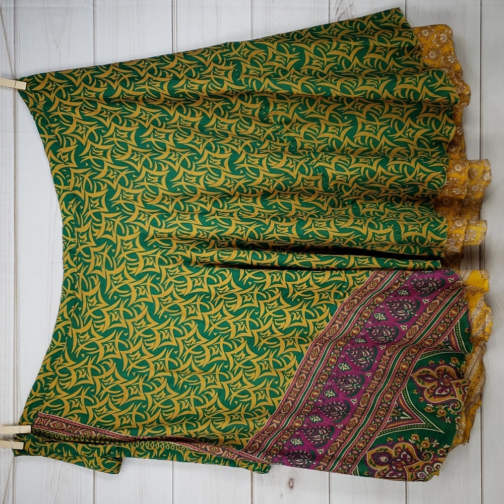 Darn Good Yarn Sari Silk Wrap Skirt Ankle Goddess - Picture 5 of 16